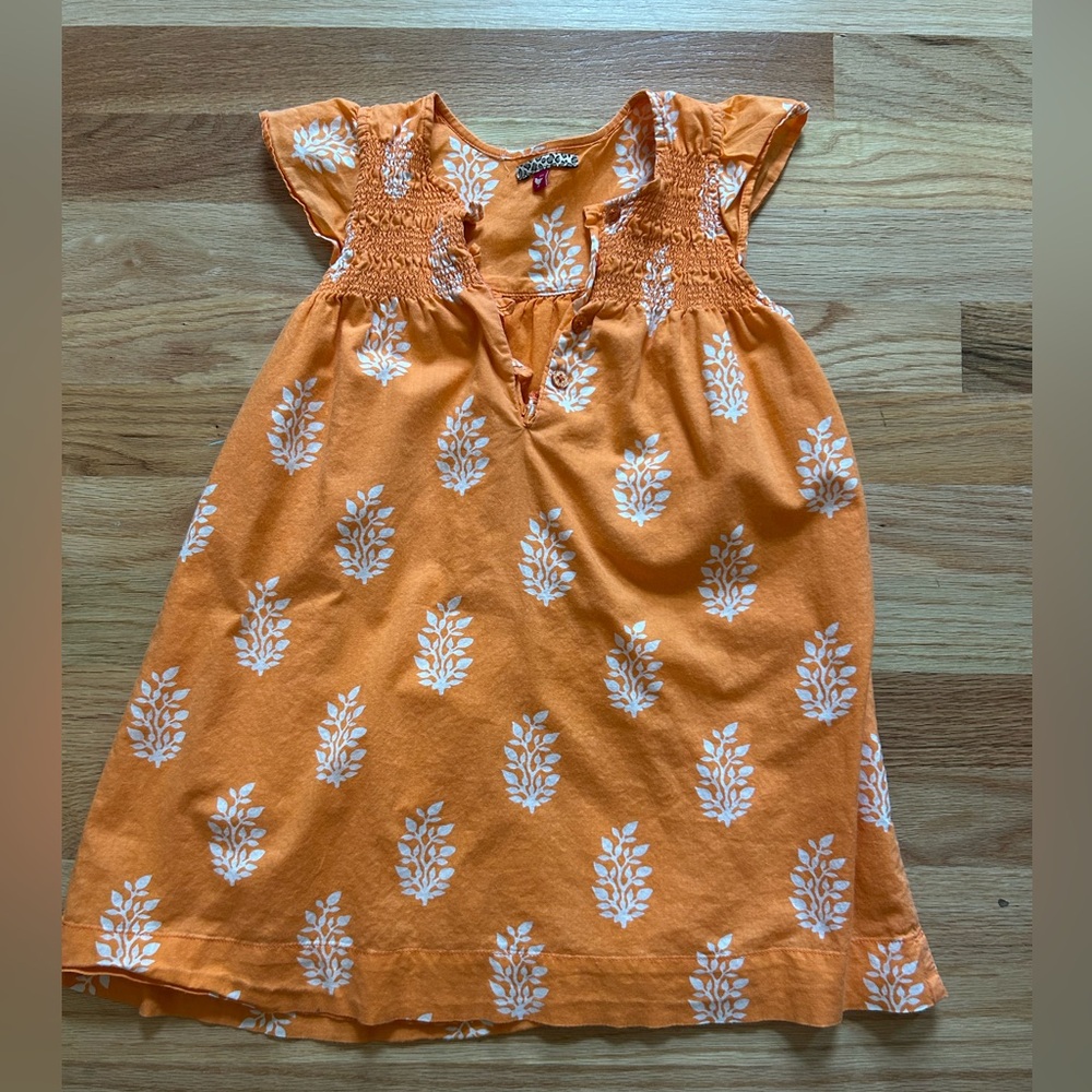 Pink Chicken Orange Floral Kids Dress